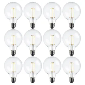 12 x E27 Warm White LED Filament Globe Light Bulb Dimmable 7W