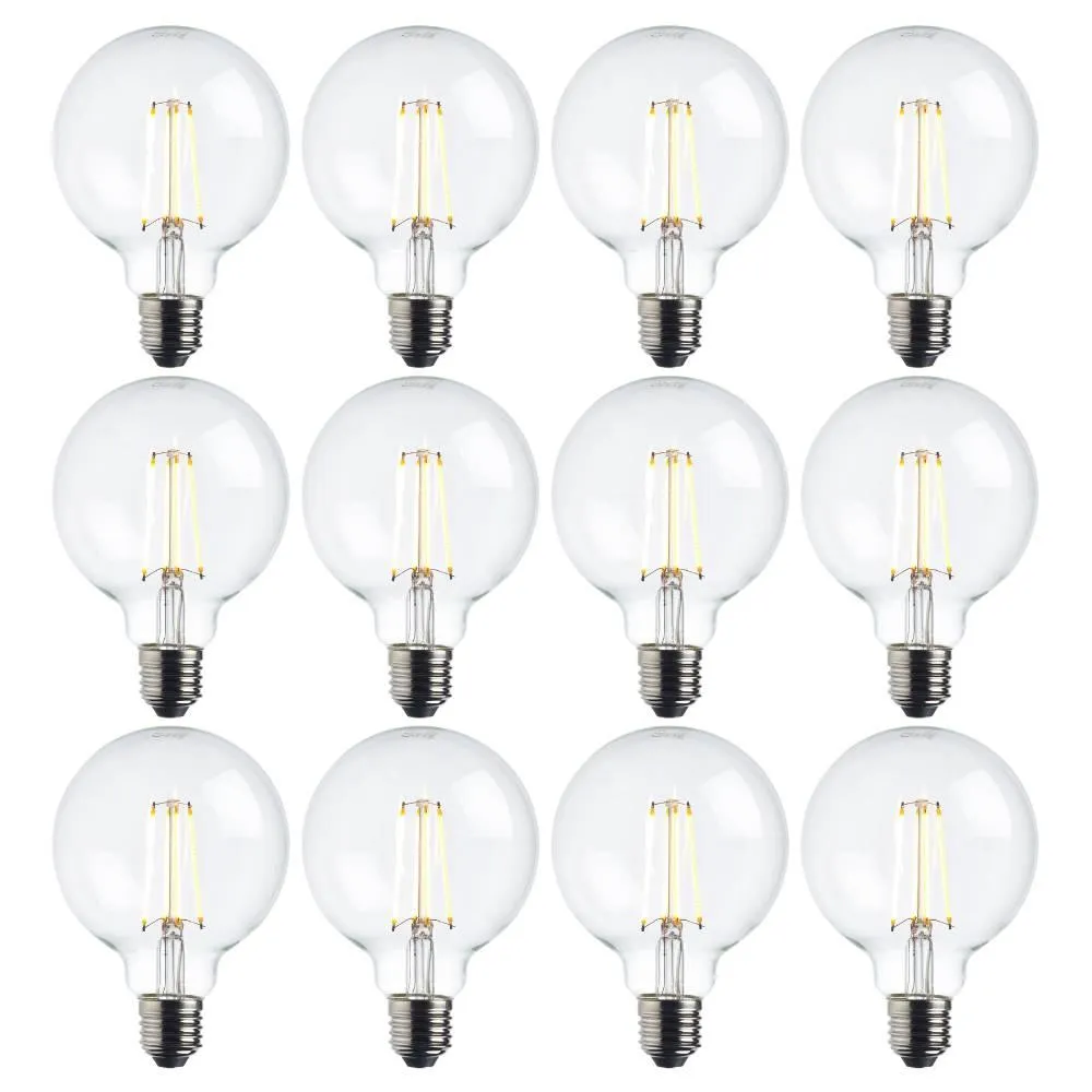 12 x E27 Warm White LED Filament Globe Light Bulb Dimmable 7W