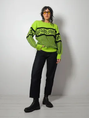 1980's Neon Geo Striped Ski Sweater