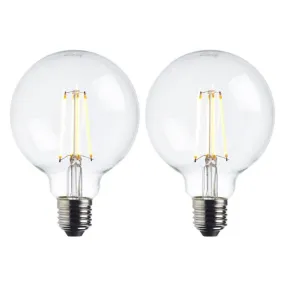 2 X E27 Warm White LED Filament Globe Light Bulb Dimmable 7W