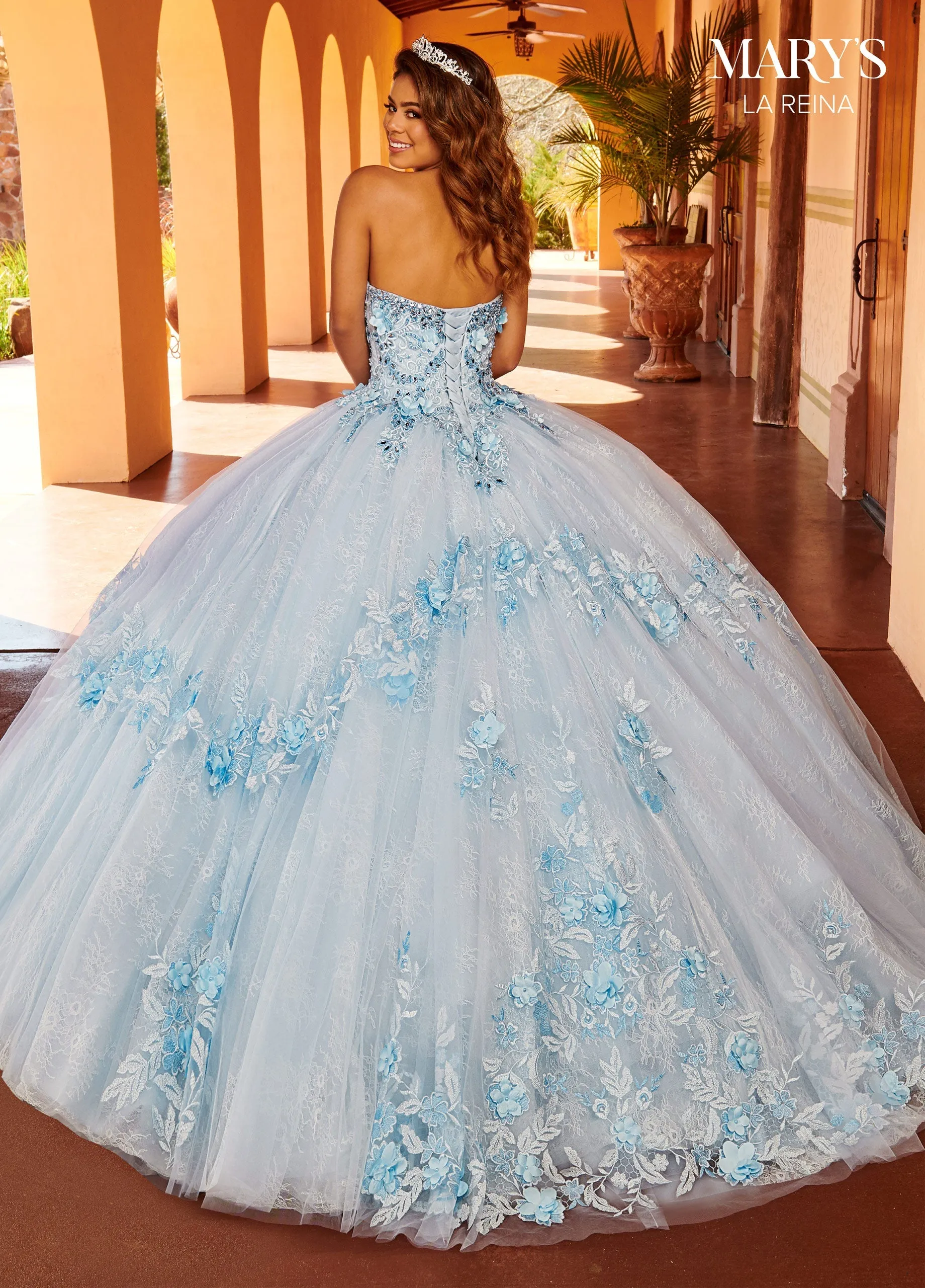 3D Floral Cape Quinceanera Dress by Mary's Bridal MQ2157