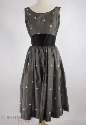 50s Black and White Polka Dot Party Dress - sm