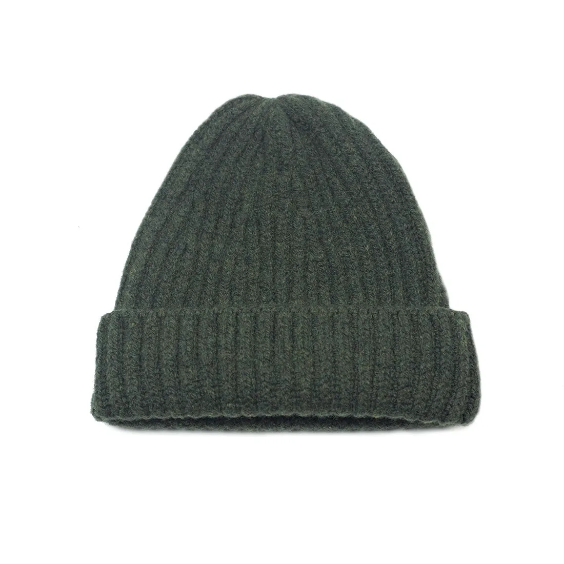 Alpine green classic ribbed fisherman merino wool hat