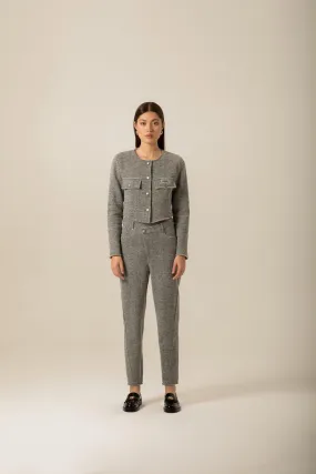 Asymmetrical Closure Knitwear Grey Pants