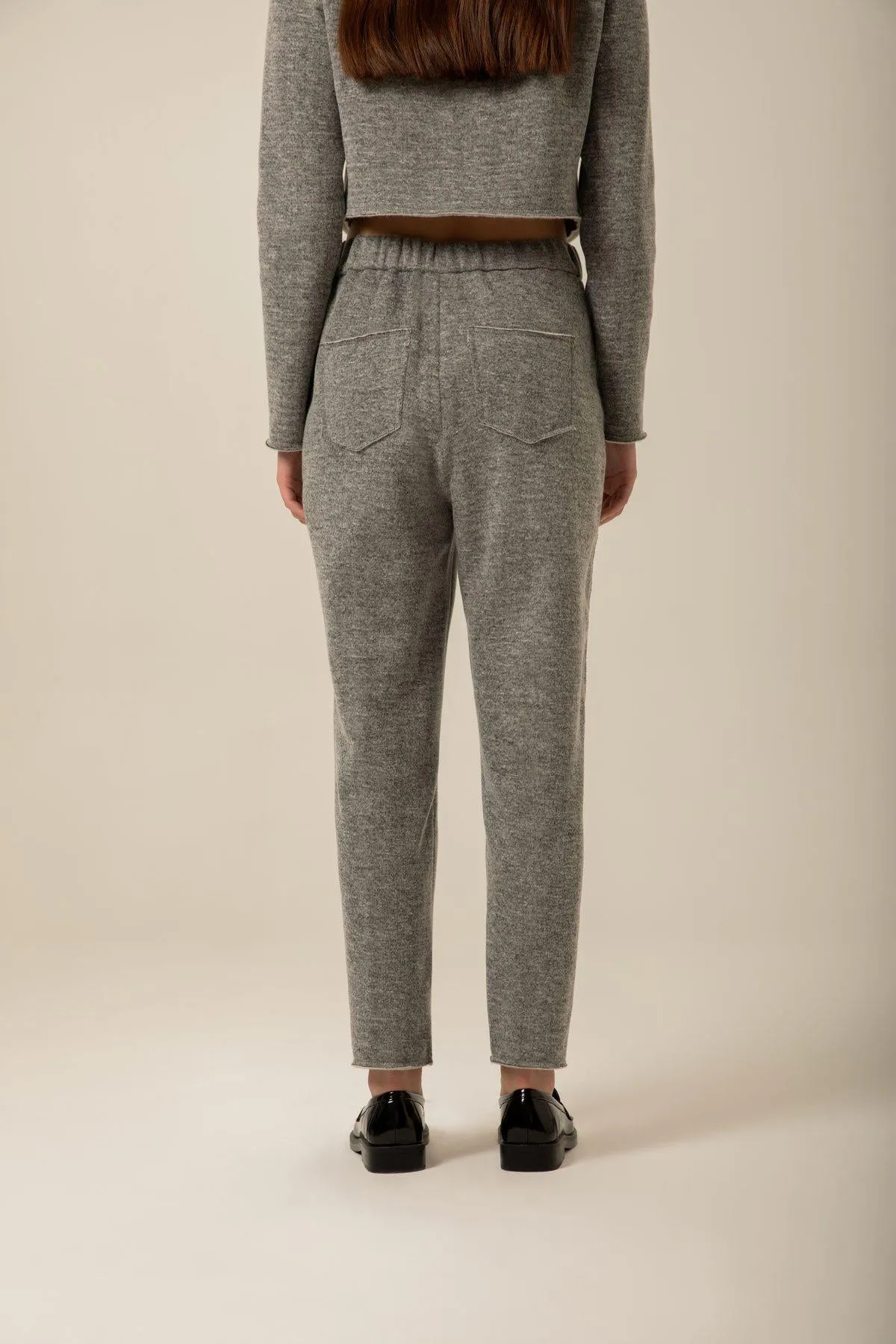 Asymmetrical Closure Knitwear Grey Pants