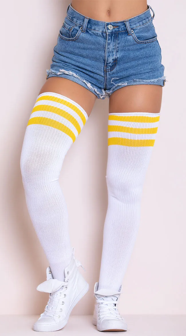 Athletic Striped Thigh Highs