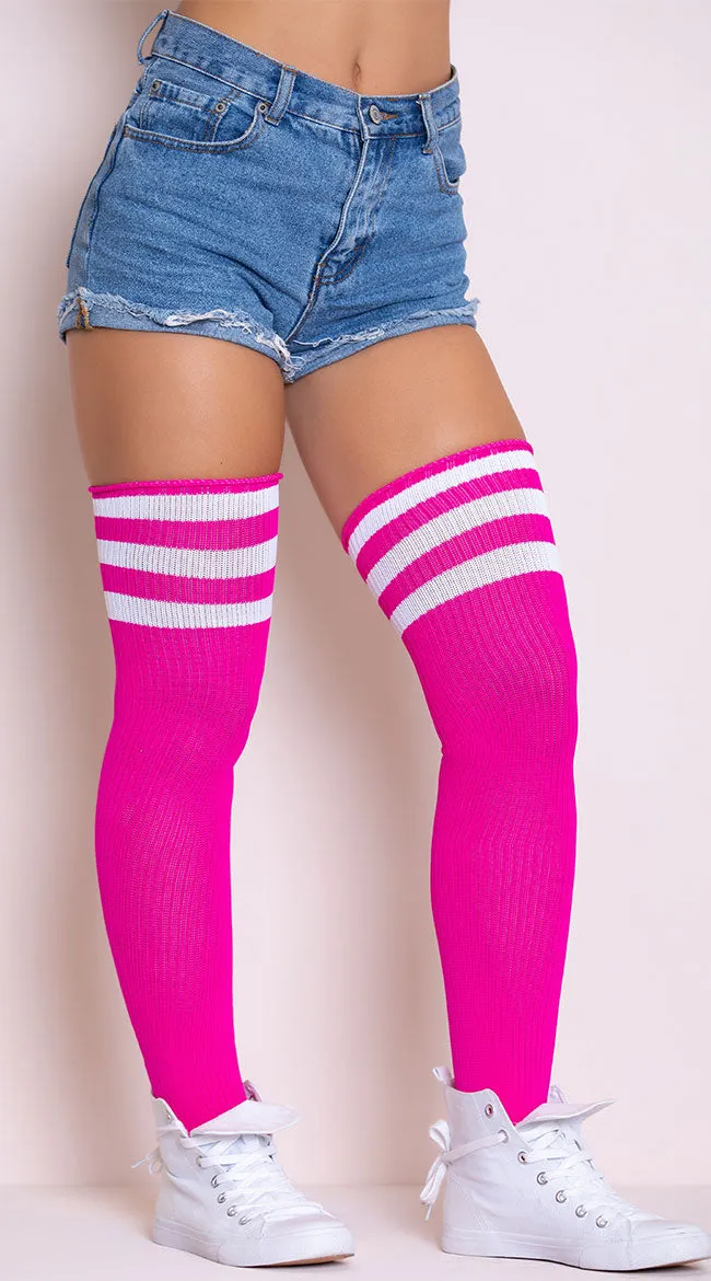 Athletic Striped Thigh Highs