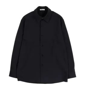 AURALEE HARD TWIST WOOL DOBBY SHIRT DARK NAVY