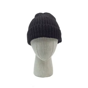 Black classic ribbed fisherman merino wool hat (restock)