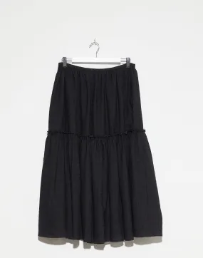 Black Wool & Linen Sereno Skirt