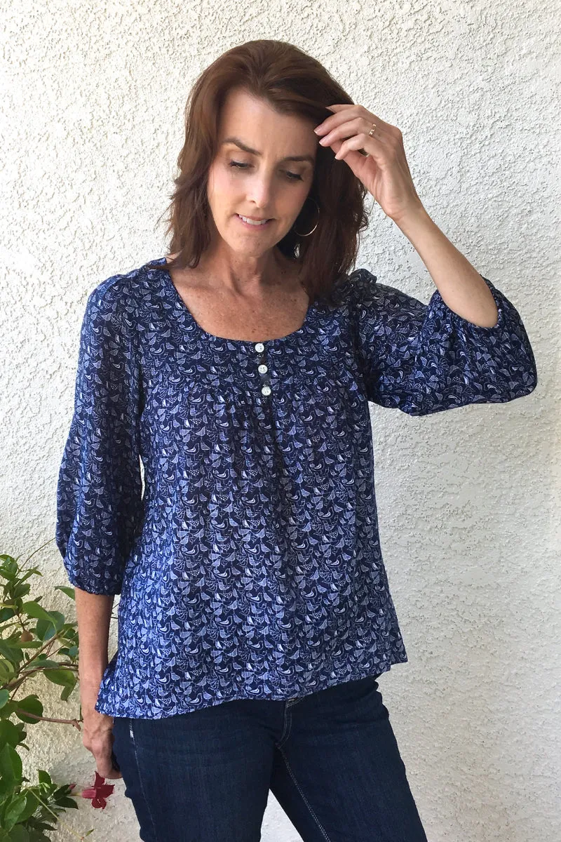 Blue Dot Patterns Margo Blouse