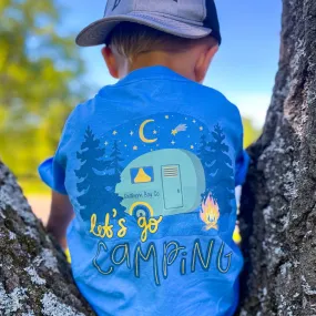 (Blue) Let’s Go Camping Short Sleeve Kids Tee