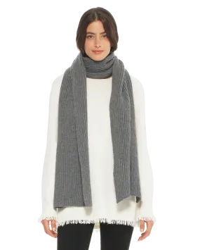 Cashmere & Wool Chunky Ribbed Scarf Dark Grey