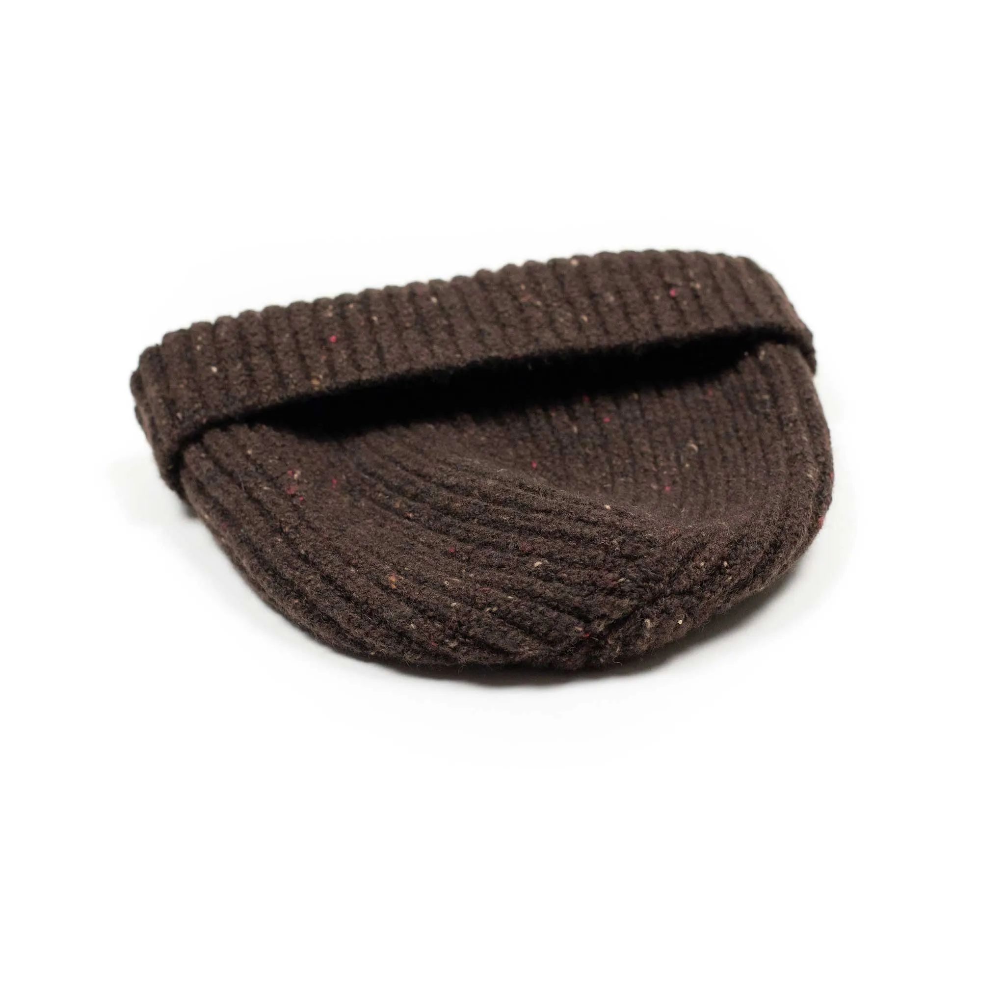 Coffee brown wool and cashmere donegal ribbed fisherman hat