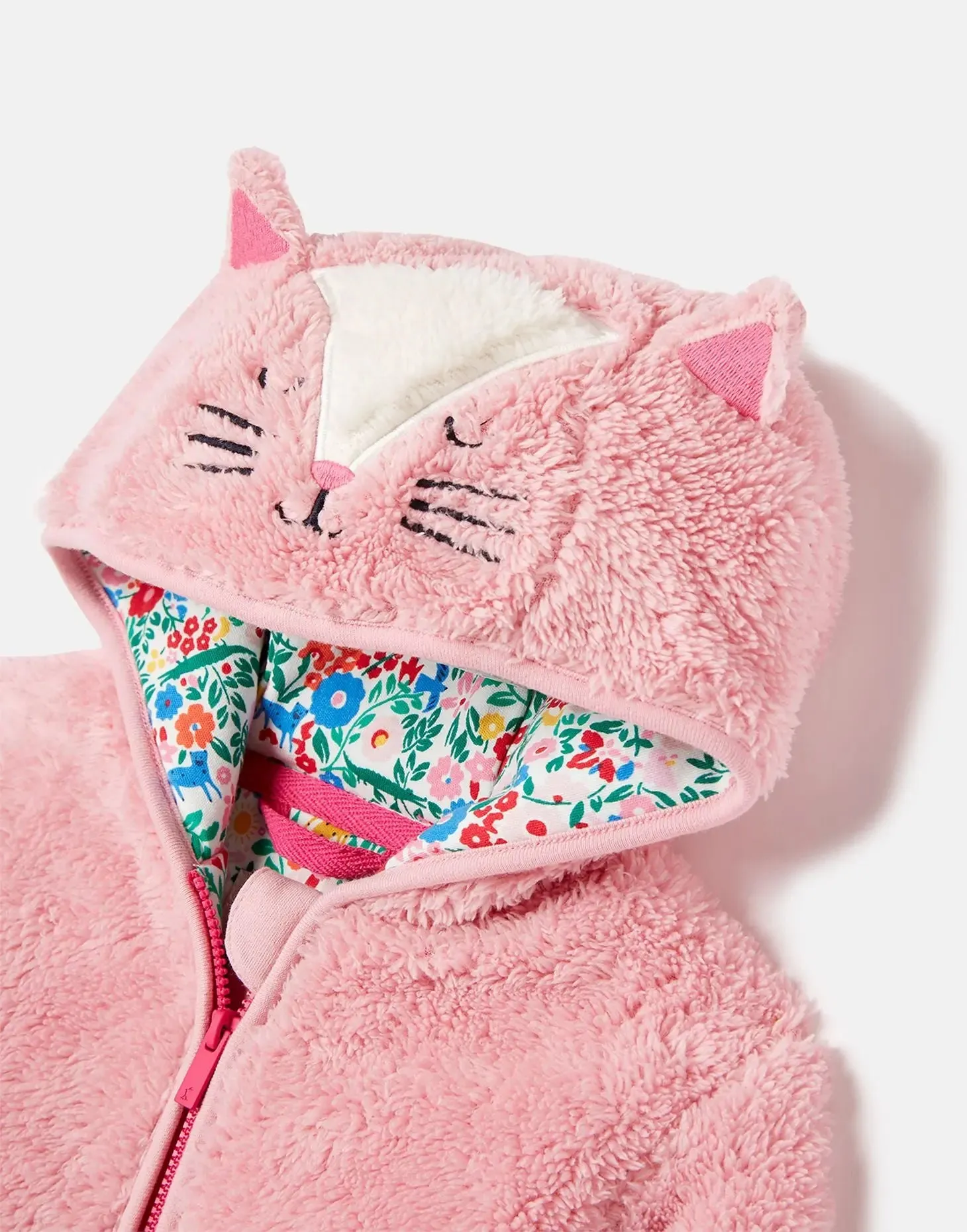 Cuddle Zip Through Recycled Fleece - Catpink | Joules