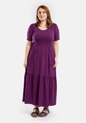 Dara Plain Grape Cotton Midaxi Dress