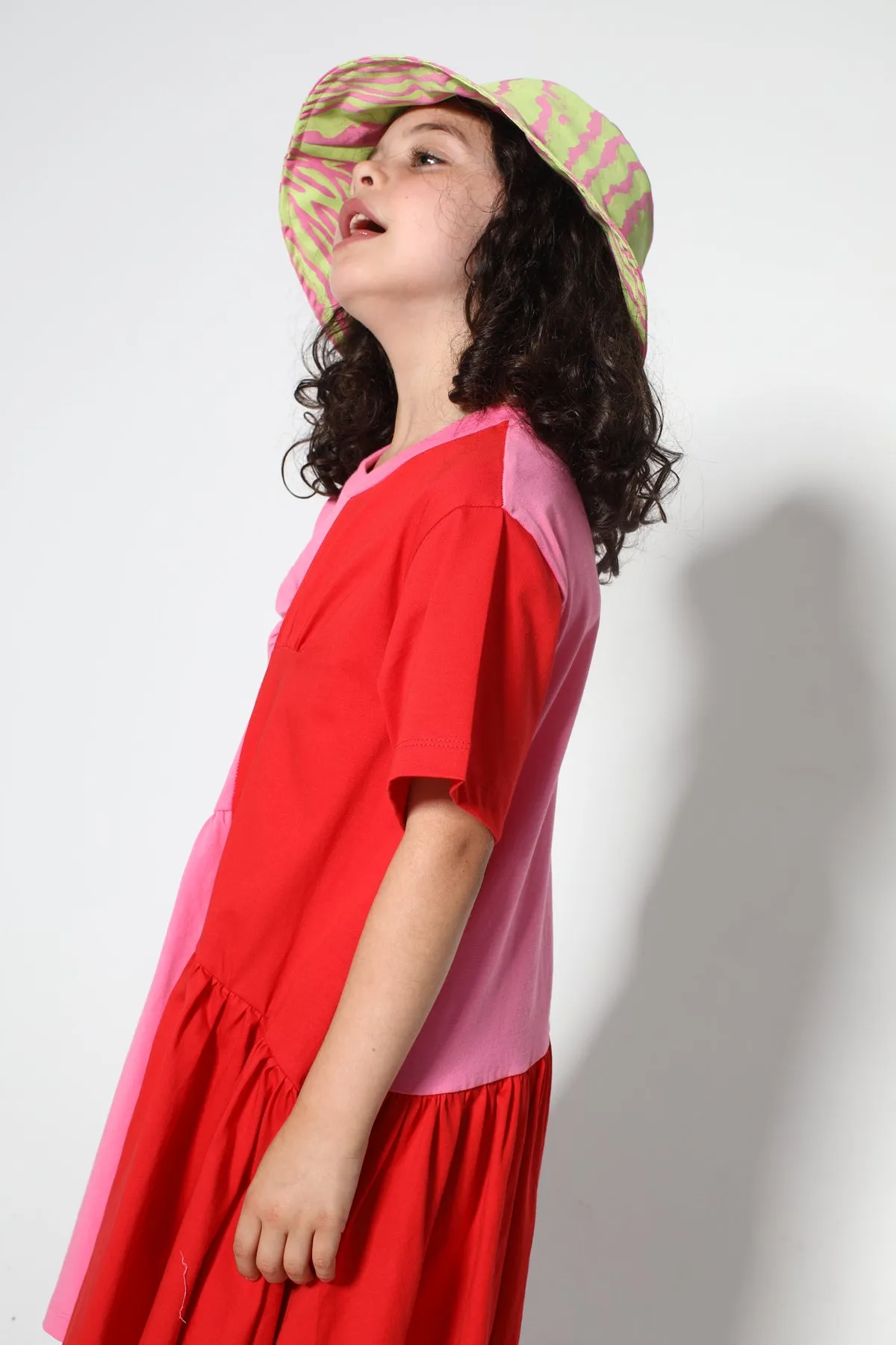 DUO COLOUR GATHERED JERSEY T-SHIRT DRESS