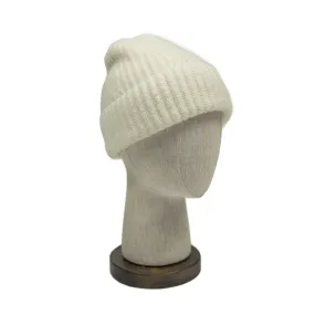 Elder white classic ribbed fisherman merino wool hat