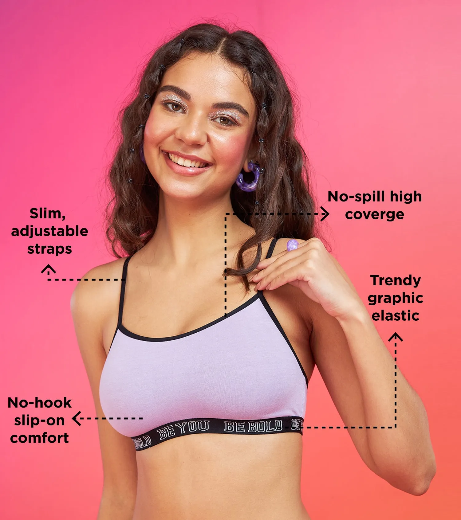 Enamor XO Lilac Non-Wired Non Padded Regular Bra - Baylish