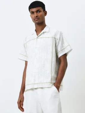 ETA Off-White Textured Relaxed-Fit Cotton Shirt