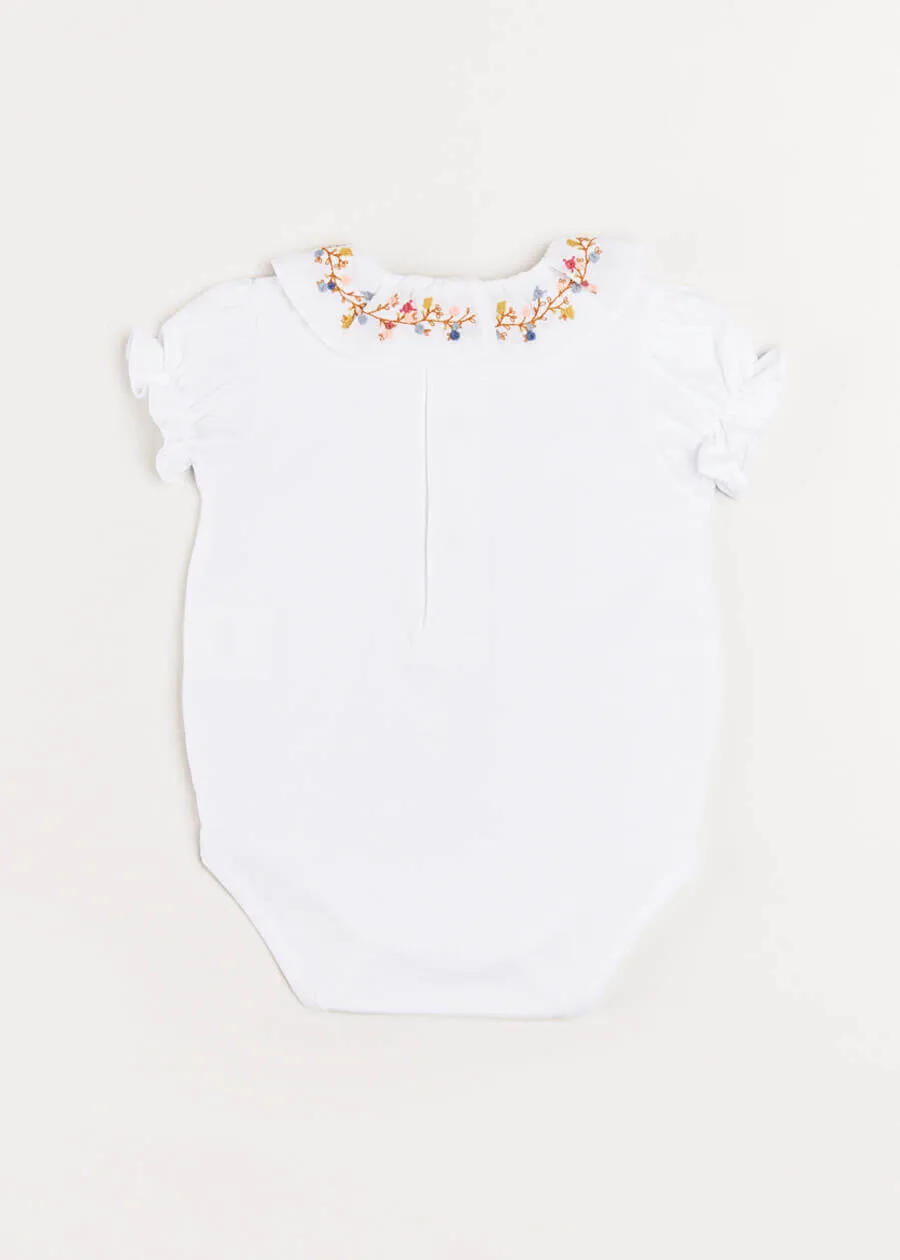 Floral Embroidered Short Sleeve Bodysuit in Blue (3mths-2yrs)