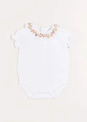 Floral Embroidered Short Sleeve Bodysuit in Blue (3mths-2yrs)