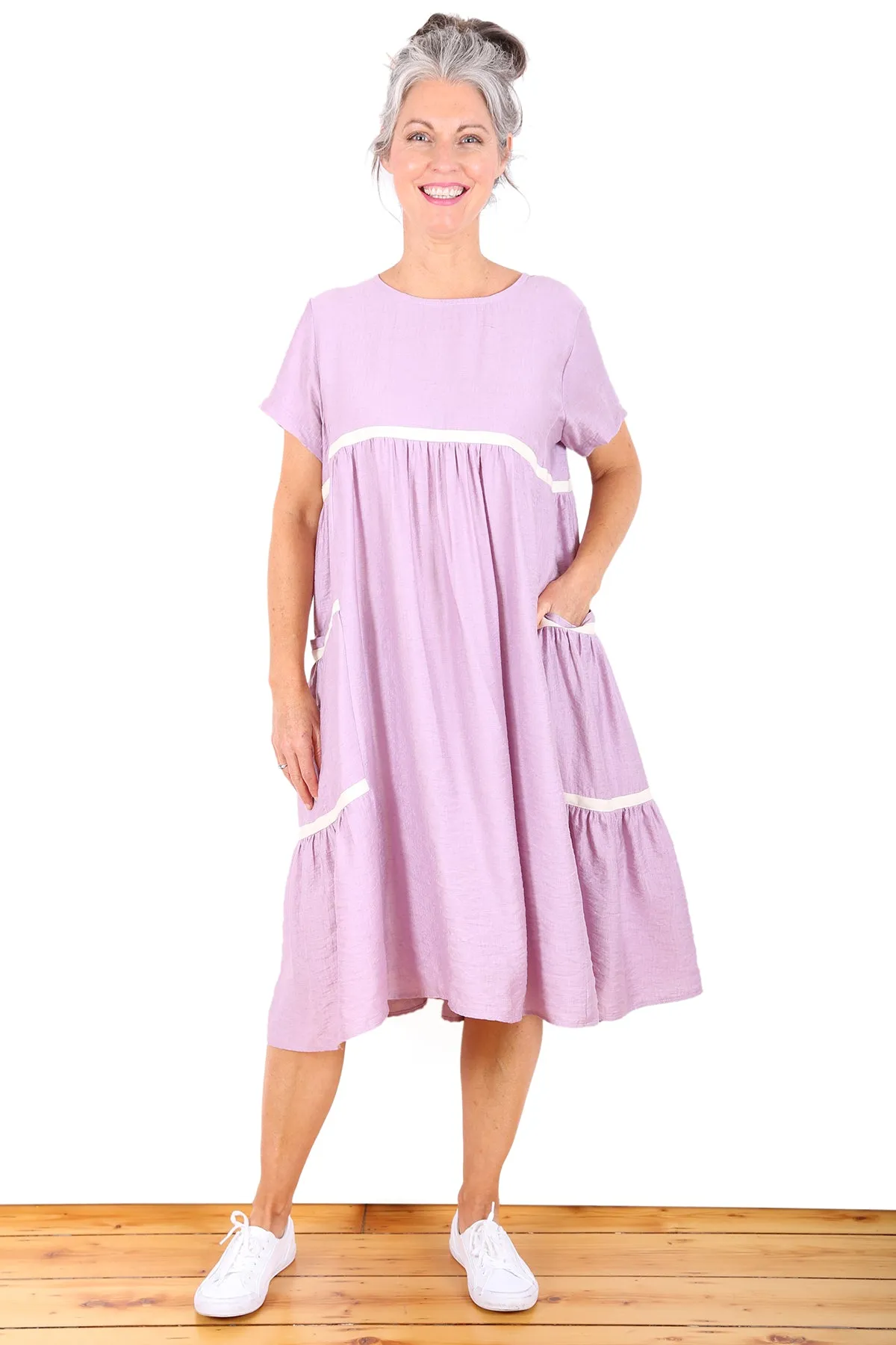 Fremantle Esplanade Dress Lavender in Linen Blend