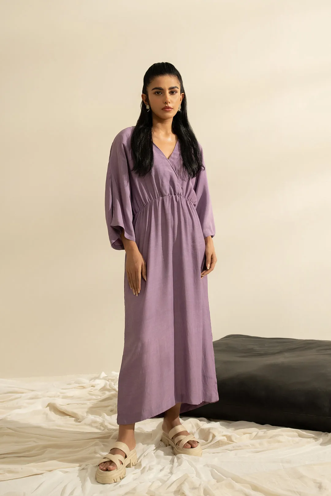 Gathered Purple Dress