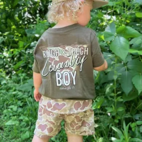 (GREEN) Rough & Tough Country Boy Short Sleeve Kids Tee