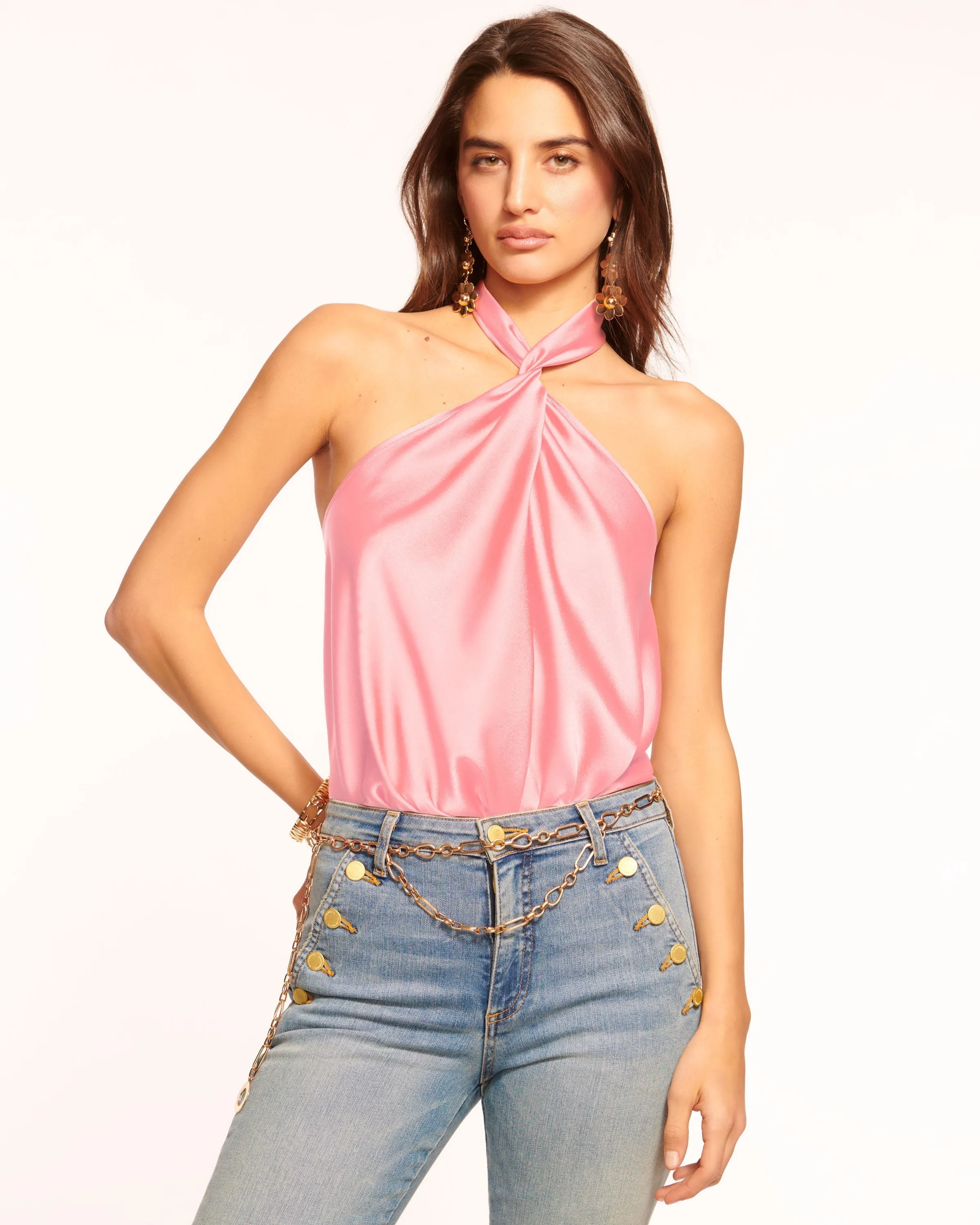 Harriet Silk Halter Tank Top