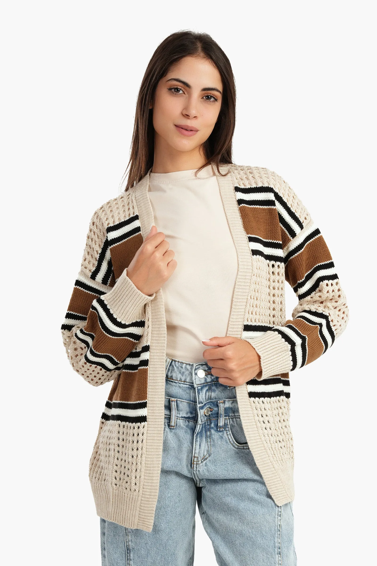 Knitted & Perforated Lounge Cardigan