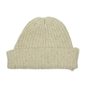 Leitrim cream wool and cashmere donegal ribbed knit fisherman hat