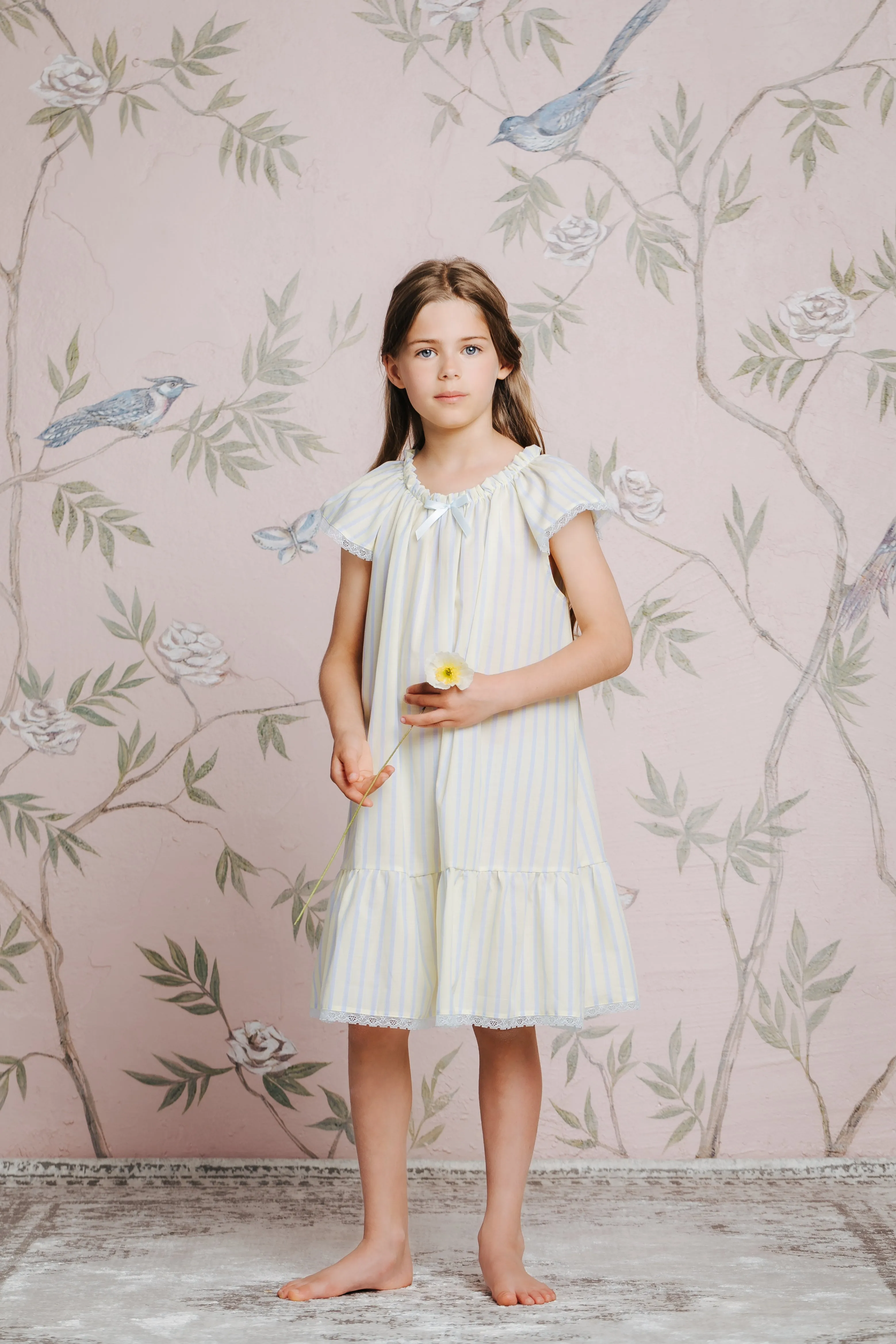 LEONORE - CHILDREN’S NIGHTDRESS YELLOW STRIPES