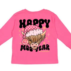 (LONG) Happy Moo Year (BACK) Kids Tee