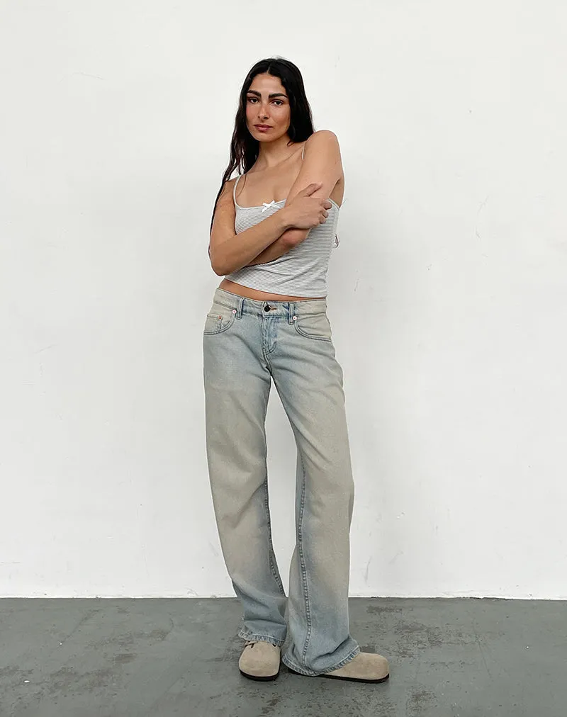 Low Rise Parallel Jeans in Sand Bleach Extreme