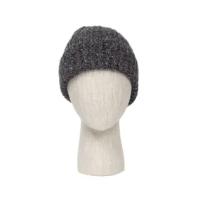 Meath grey donegal ribbed fisherman wool & cashmere hat