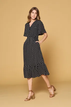 Melania Polka Dot Dress in Black