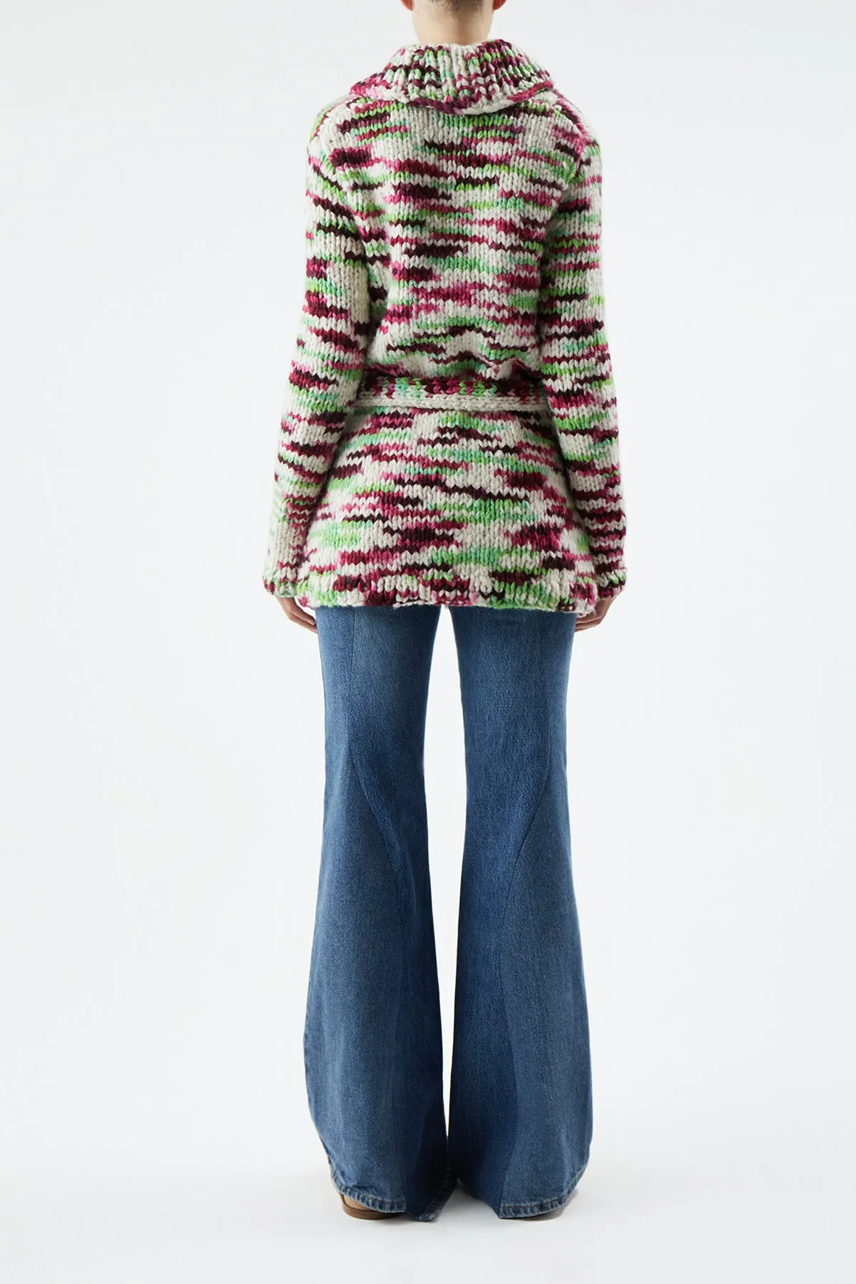 Moses Knit Cardigan in Space Dye Jewel Multi Welfat Cashmere