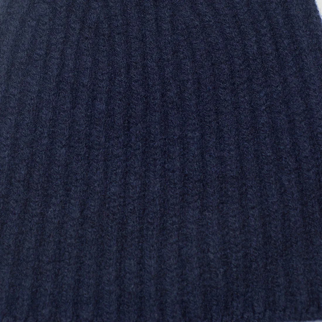 Navy classic ribbed fisherman merino wool hat (restock)