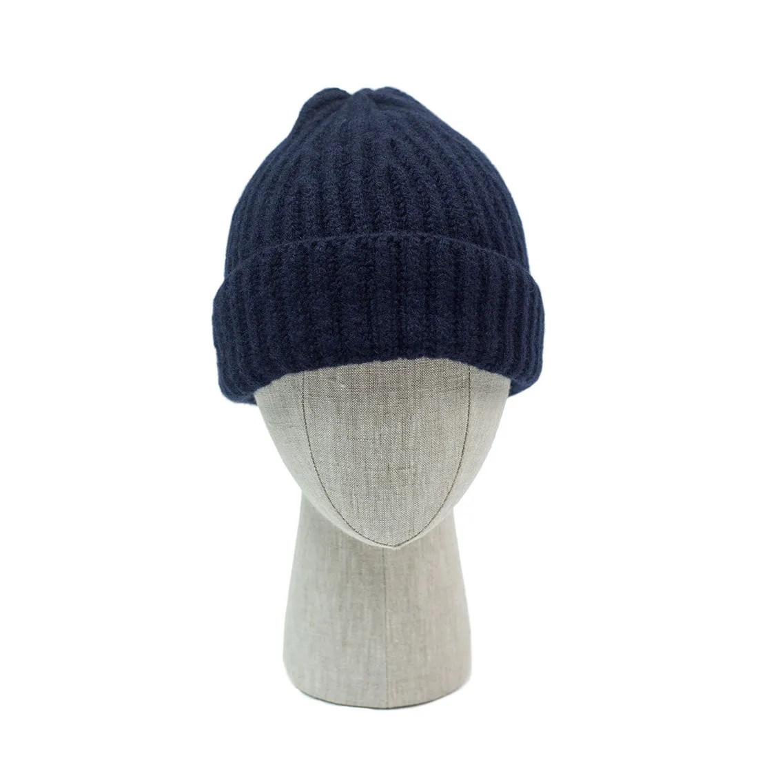 Navy classic ribbed fisherman merino wool hat (restock)