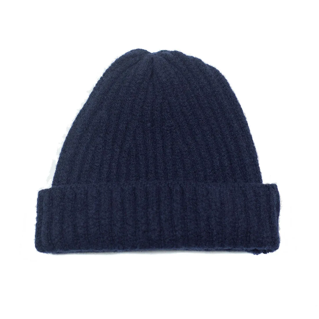 Navy classic ribbed fisherman merino wool hat (restock)