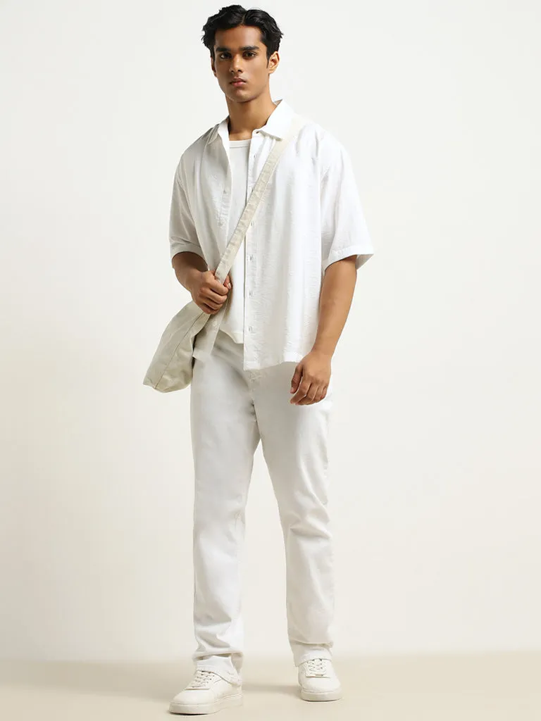 Nuon White Textured Relaxed-Fit Shirt