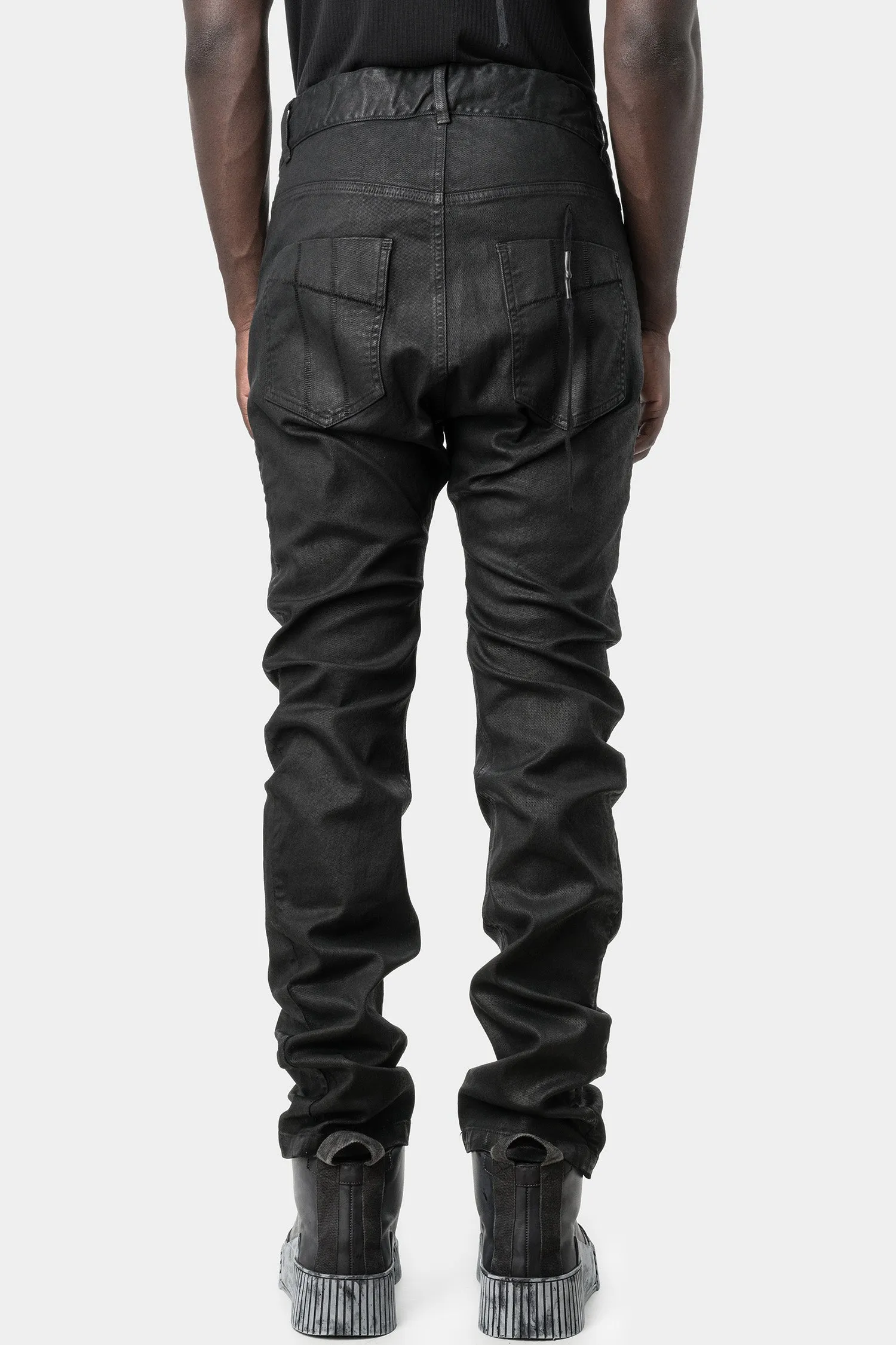 P1C - Asymmetrical fly jeans, Black Wax