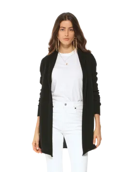 Pure Cashmere Open Front Cardigan Black