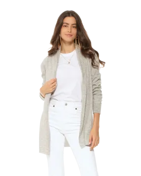 Pure Cashmere Open Front Cardigan Light Grey