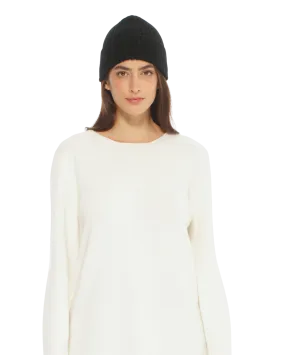 Pure Cashmere Ribbed Hat Black