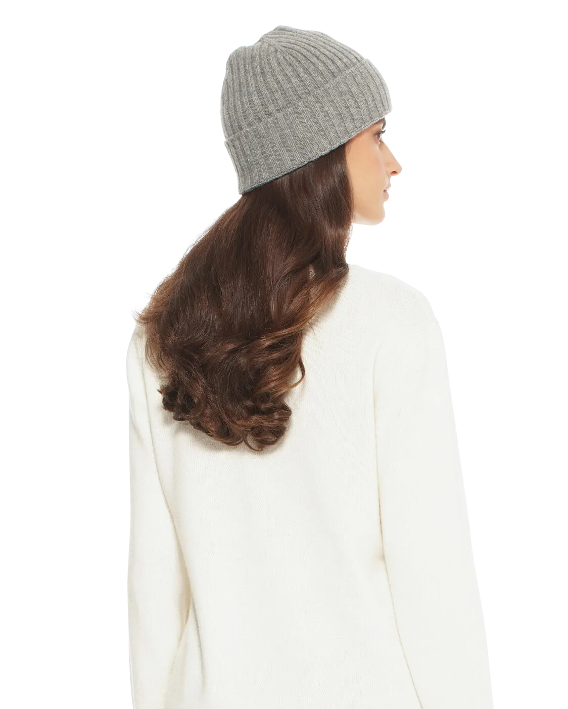 Pure Cashmere Ribbed Hat Medium Grey