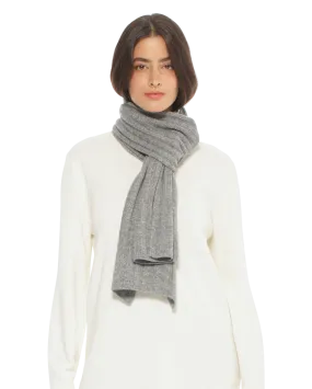 Pure Cashmere Ribbed Scarf Medium Grey