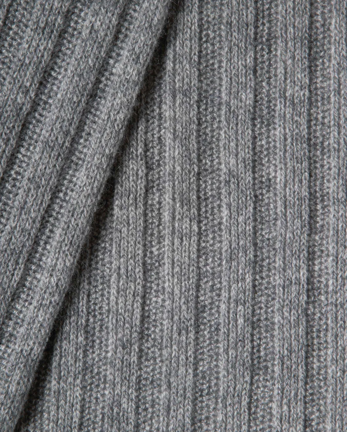 Pure Cashmere Ribbed Scarf Medium Grey