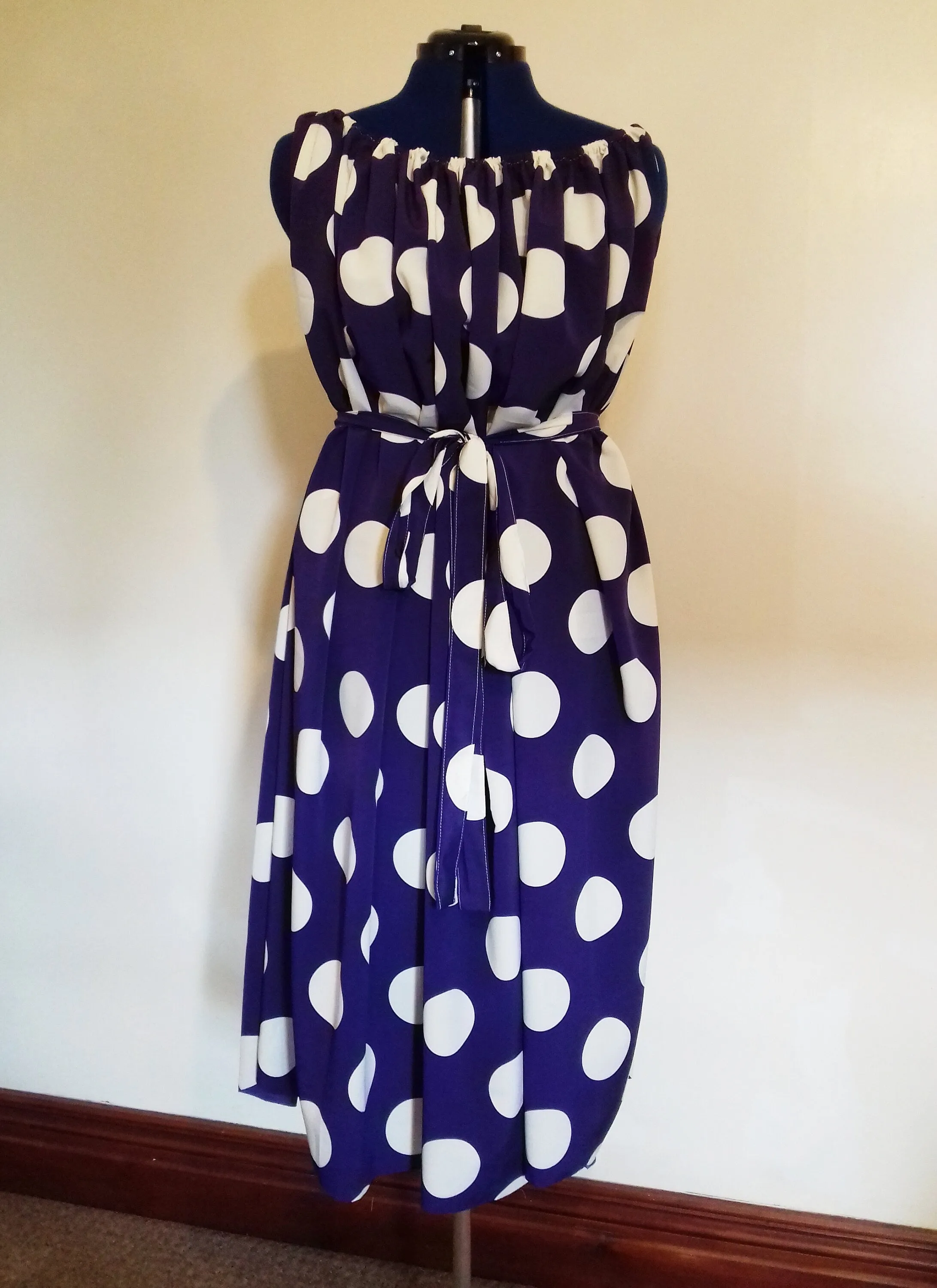 Purple White Polka Dot Plus Size Dress